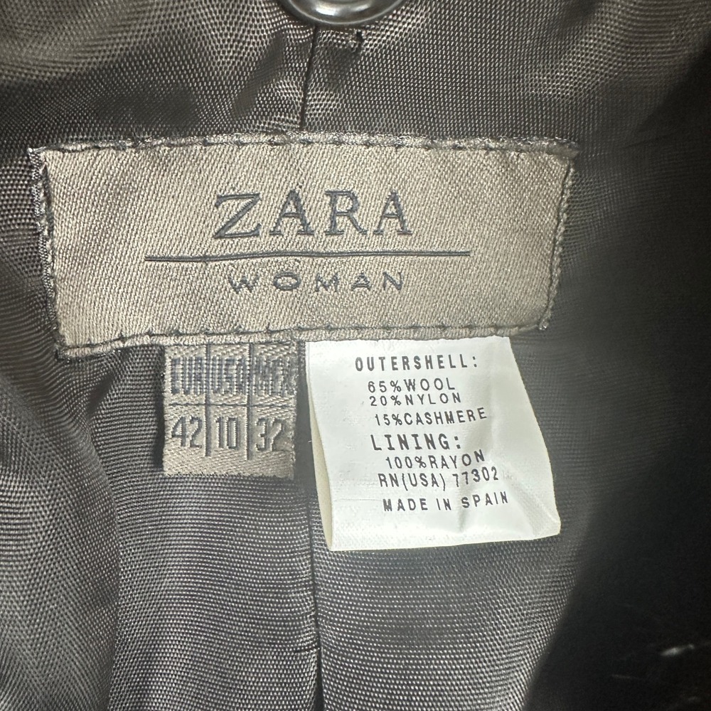 NWT Zara Woman Wool Cashmere Blend Coat Faux Fur Collar Charcoal Grey Size 10 - Picture 2 of 15
